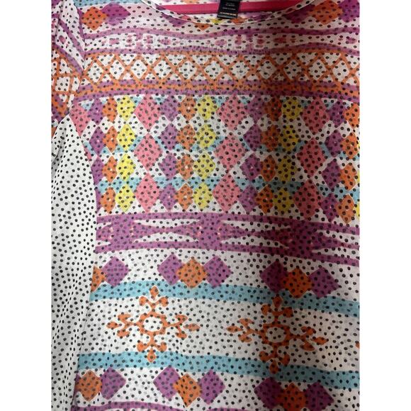 Ali Miles Women's Mixed Print Blouse Polka‎ Dot Geometric Unlined PL - Picture 2 of 5